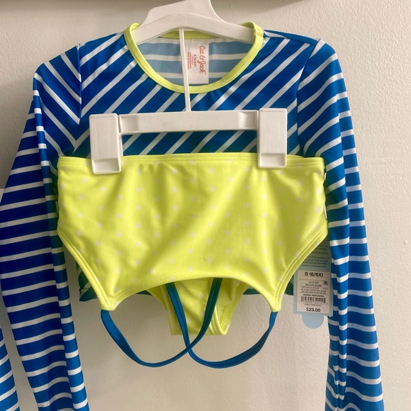 NWT Cat & Jack Girls Long Sleeve Bikini Swimsuit Three-Piece Multicolor - Picture 5 of 5